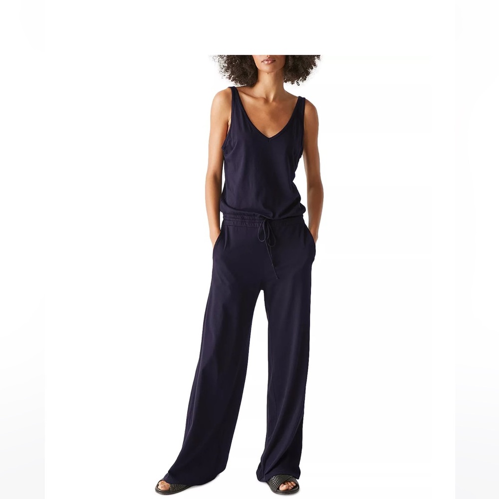 Michael Stars double v neck jumpsuit large black